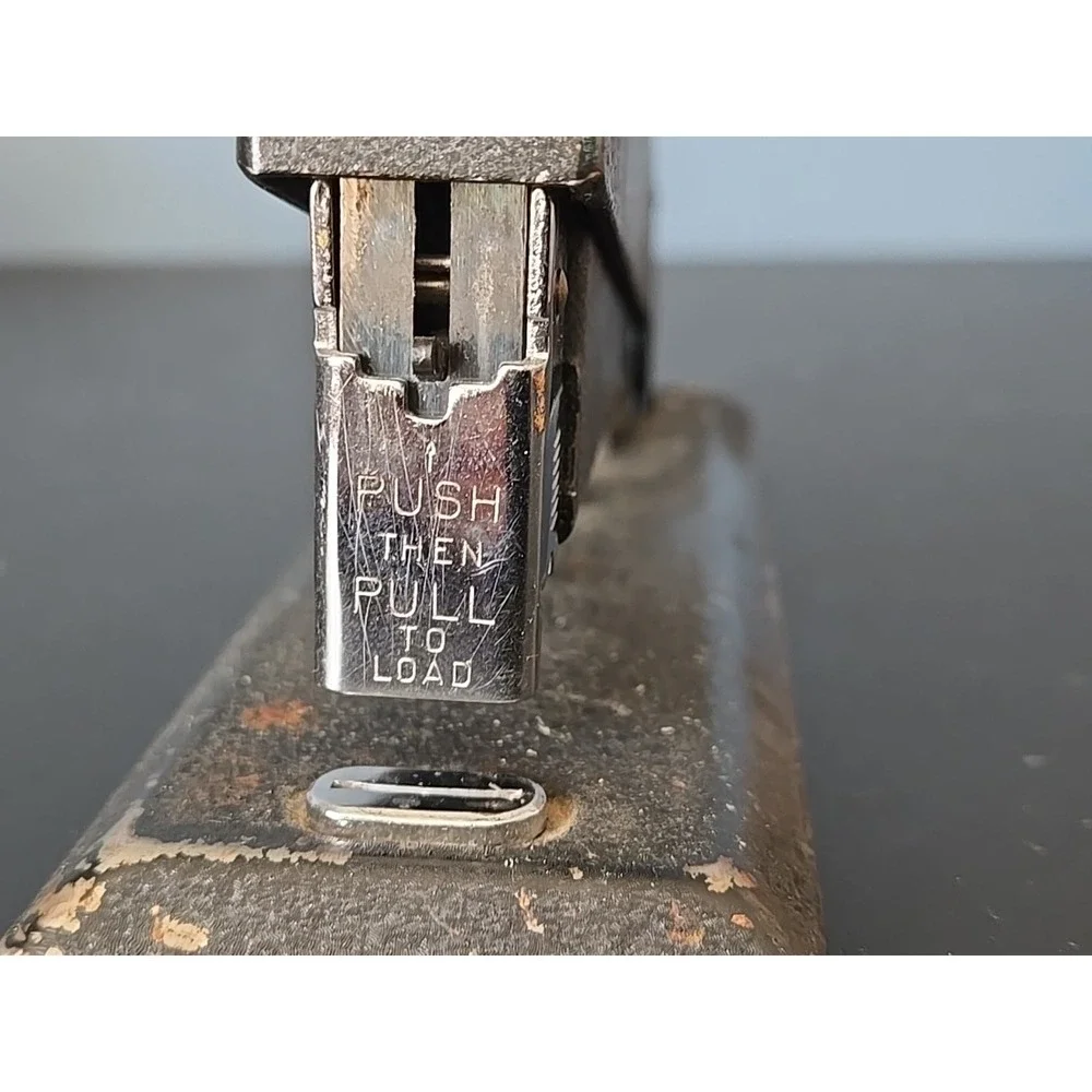 Vintage Retro 1940s Bostitch Heavy‎ Duty Steel Stapler Black Crackle